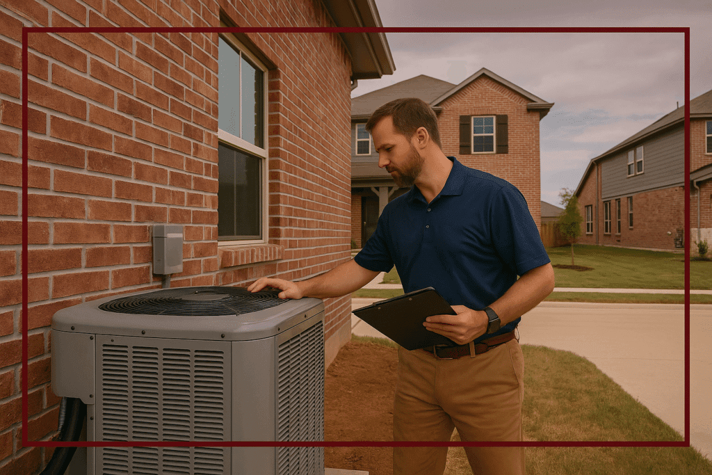 New Construction Inspector Frisco TX – inspecting HVAC system in new home