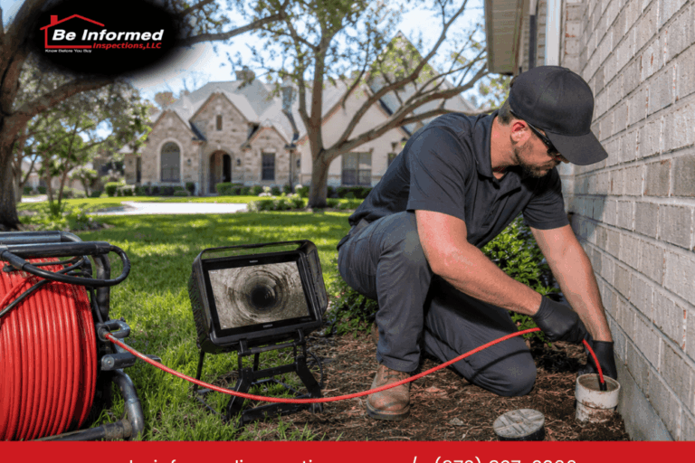 Be Informed Inspections performing a sewer scope inspection at a residential property in Little Elm TX