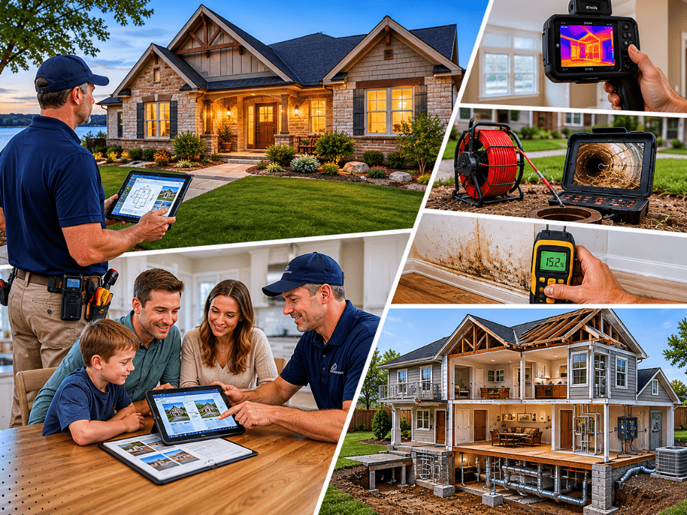 Trusted home inspector in Little Elm, TX explaining inspection process to a family