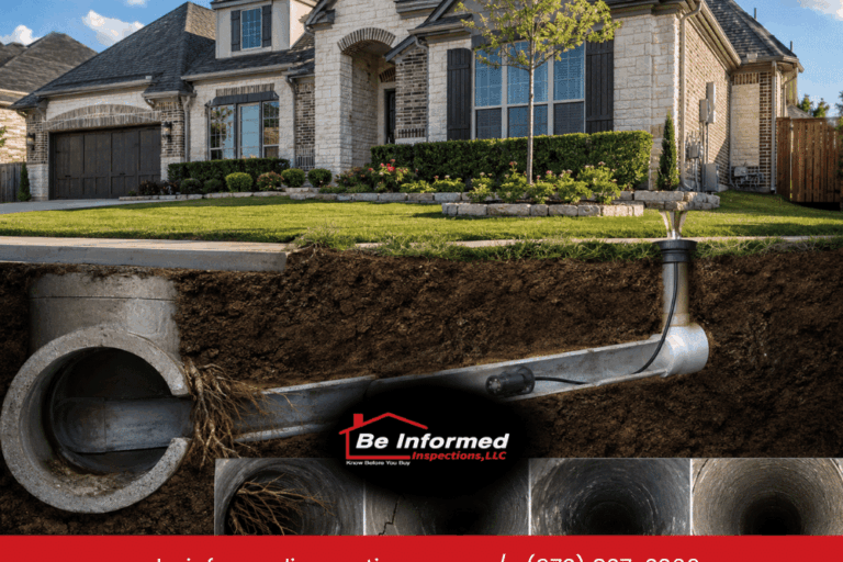 Sewer scope inspection showing residential sewer line conditions, underground pipes, and potential root intrusion issues in a North Texas home